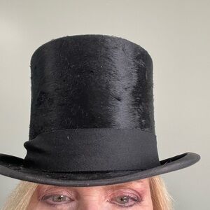Vintage Black Velvet Top Hat